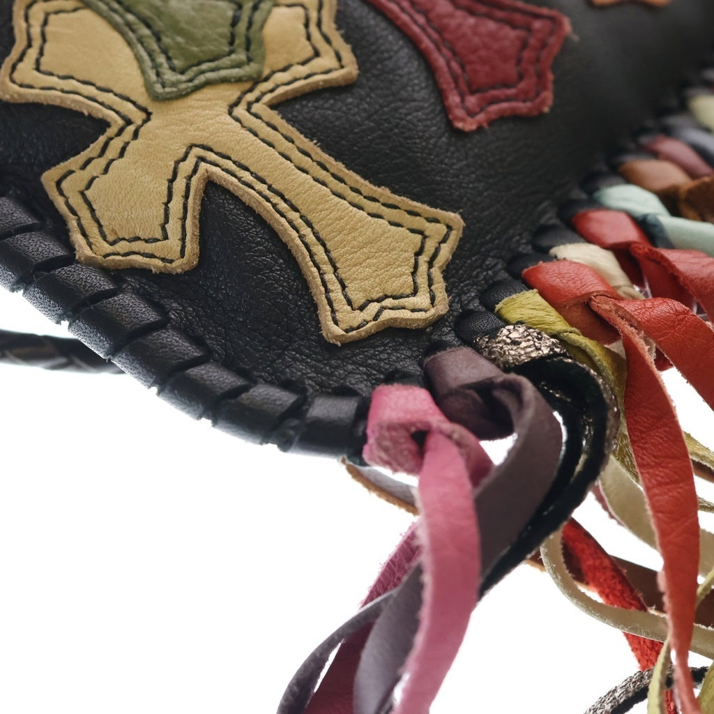 CHROME HEARTS(クロムハーツ) BAG-FLAT HIPPIE w FRINGE ヒッピー マルチセメタリークロス フリンジ装飾レザーショルダーバッグ