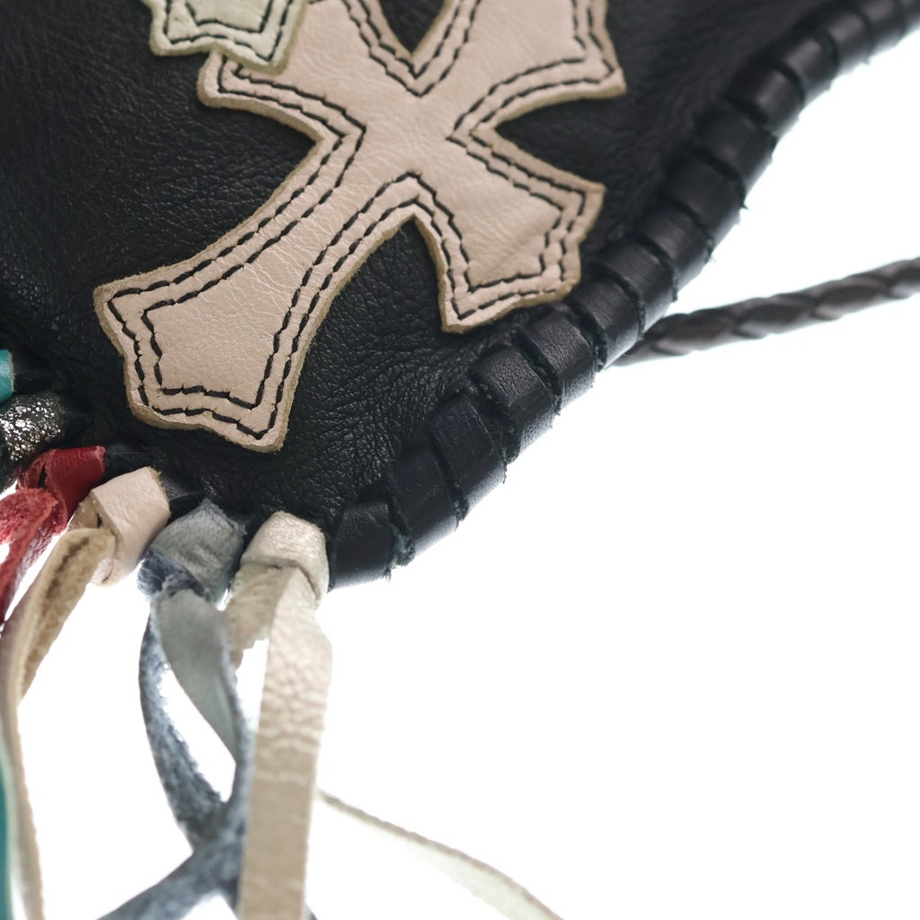CHROME HEARTS(クロムハーツ) BAG-FLAT HIPPIE w FRINGE ヒッピー マルチセメタリークロス フリンジ装飾レザーショルダーバッグ