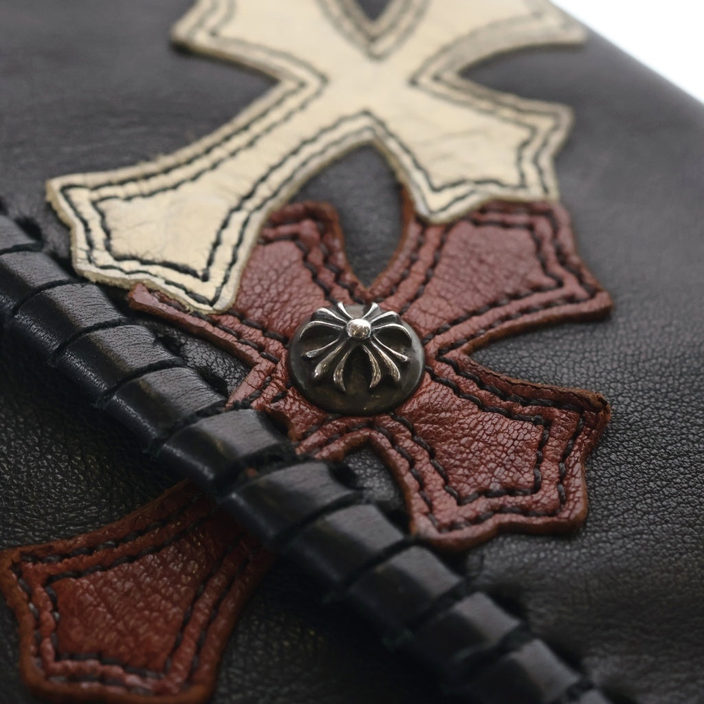 CHROME HEARTS(クロムハーツ) BAG-FLAT HIPPIE w FRINGE ヒッピー マルチセメタリークロス フリンジ装飾レザーショルダーバッグ