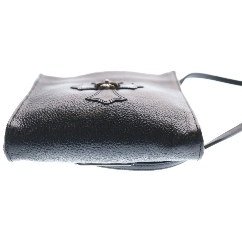 CHROME HEARTS(クロムハーツ) SQ PKT CH CRS スモールCHクロス装飾 スクエアポケット レザーショルダーバッグ ブラック