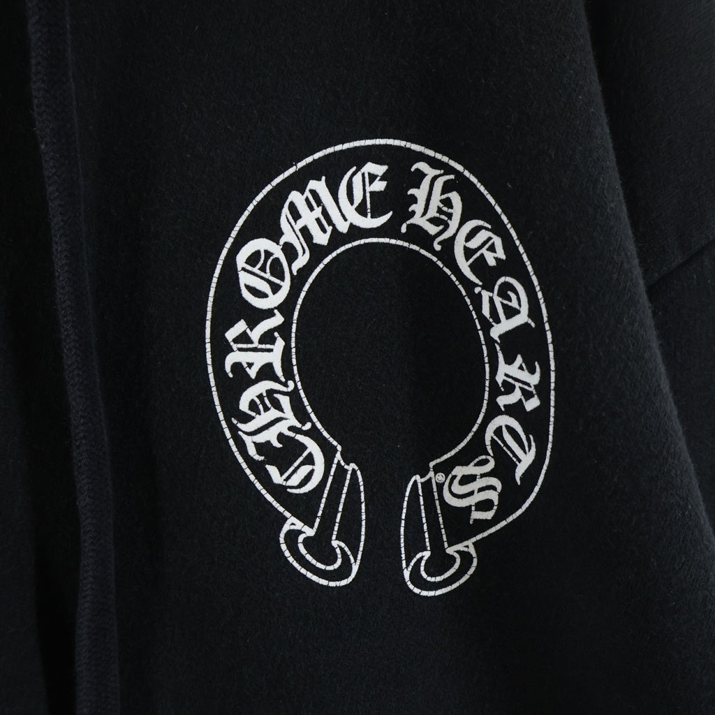 CHROME HEARTS(クロムハーツ) SWTSHRT HD ZIP ダガージップ アームフローラル バックホースシュープリント ジップアップスウェットパーカー フーディー ブラック
