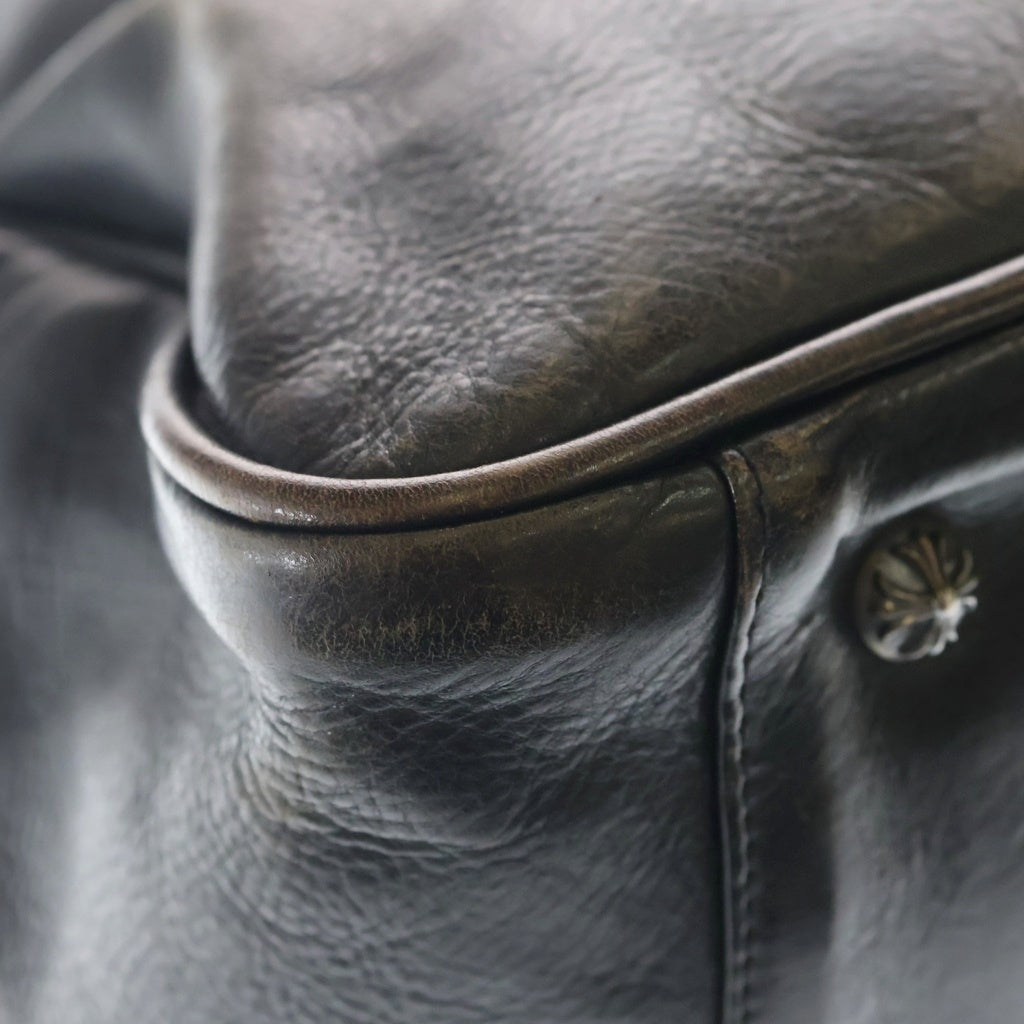 CHROME HEARTS(クロムハーツ) OLD GYM MD ジムバッグ レザークロスパッチ オールドレザーハンドバッグ ブラック レディース