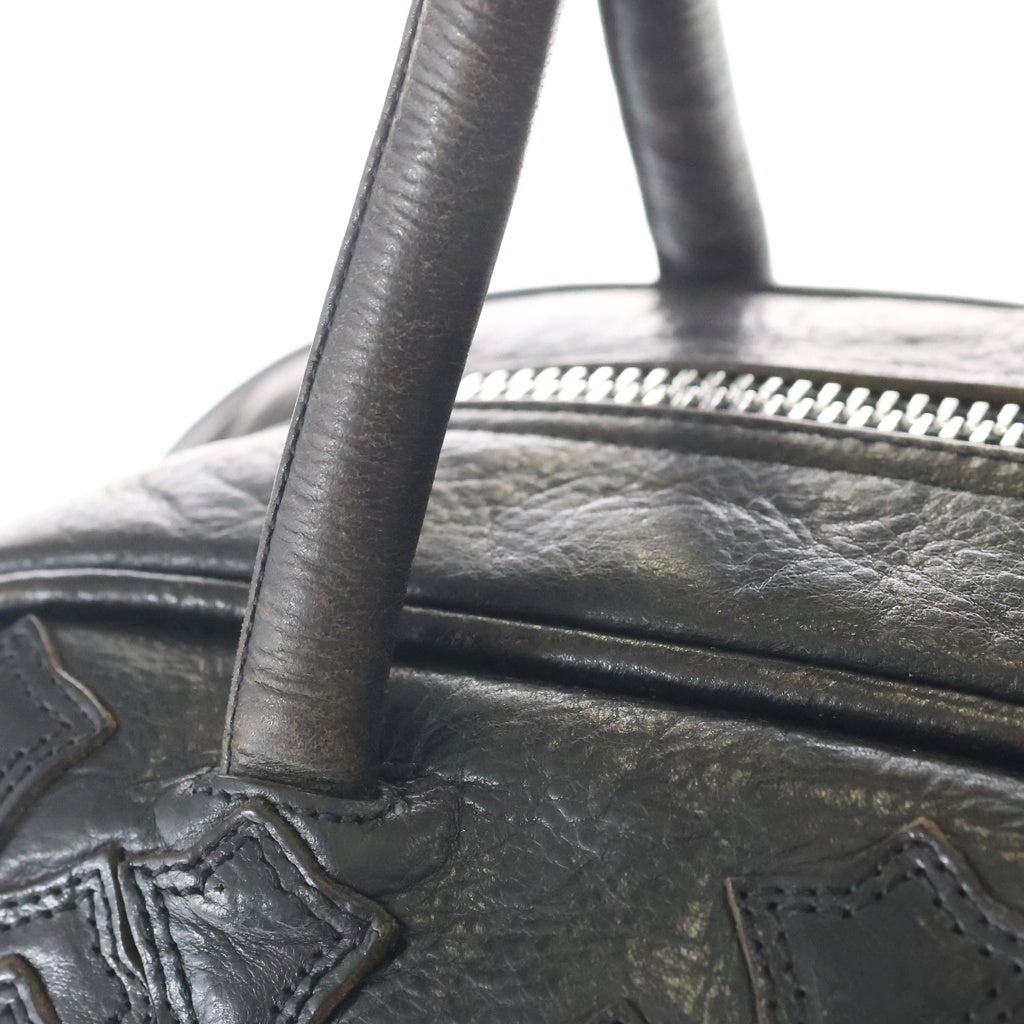 CHROME HEARTS(クロムハーツ) OLD GYM MD ジムバッグ レザークロスパッチ オールドレザーハンドバッグ ブラック レディース