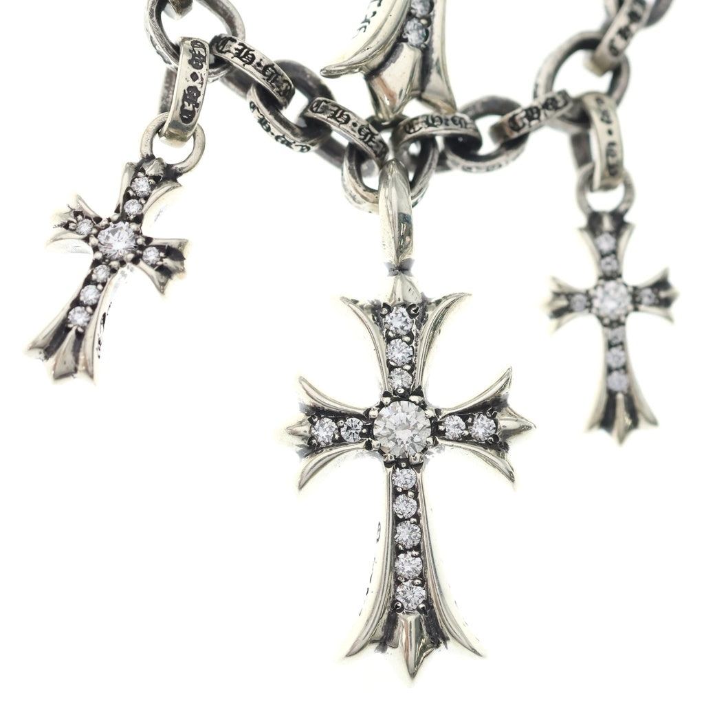 CHROME HEARTS(クロムハーツ) 3 TIER CRS/PLS P/D PAVEダイヤ/シルバーチョークチェーンネックレス