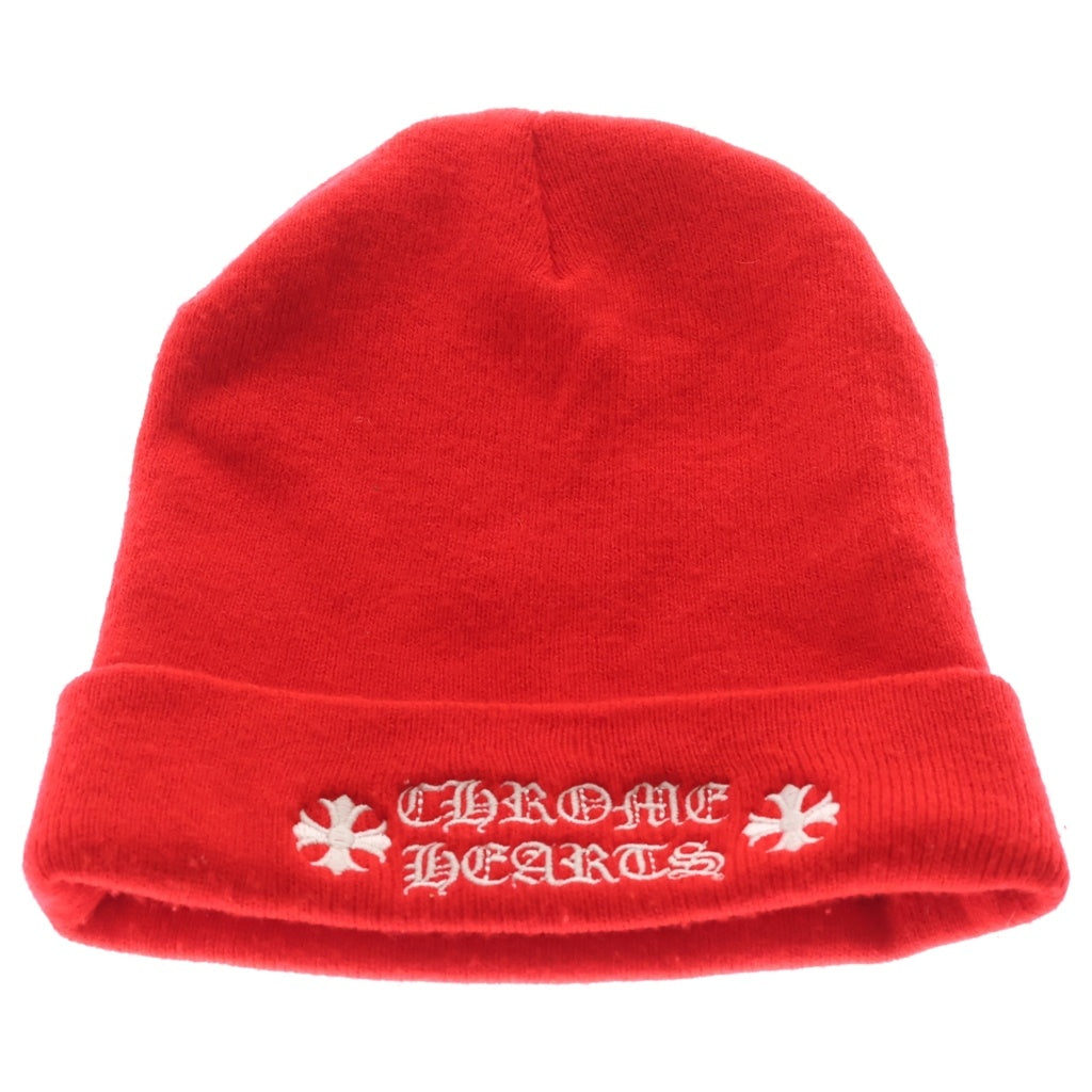 CHROME HEARTS(クロムハーツ) WATCH CAP ワッチキャップ ロゴ刺繍ビーニー ニットキャップ 帽子 レッド