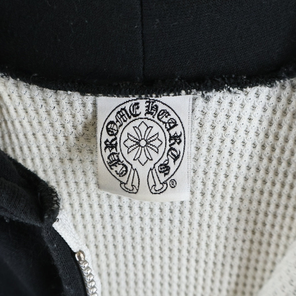 CHROME HEARTS(クロムハーツ) OLD SWTSHRT HD ZIP オールド 裏地サーマル 袖ロゴ ホースシュープリント ダガージップフーディ パーカー ブラック