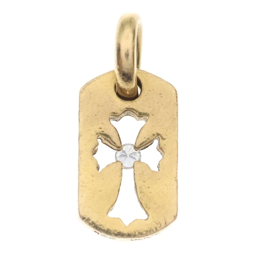 CHROME HEARTS(クロムハーツ) 22K DT TNY CO CRS 1DIA タイニーカットアウトクロス ドッグタグ 1ダイヤ ペンダントトップ ゴールド BCA039