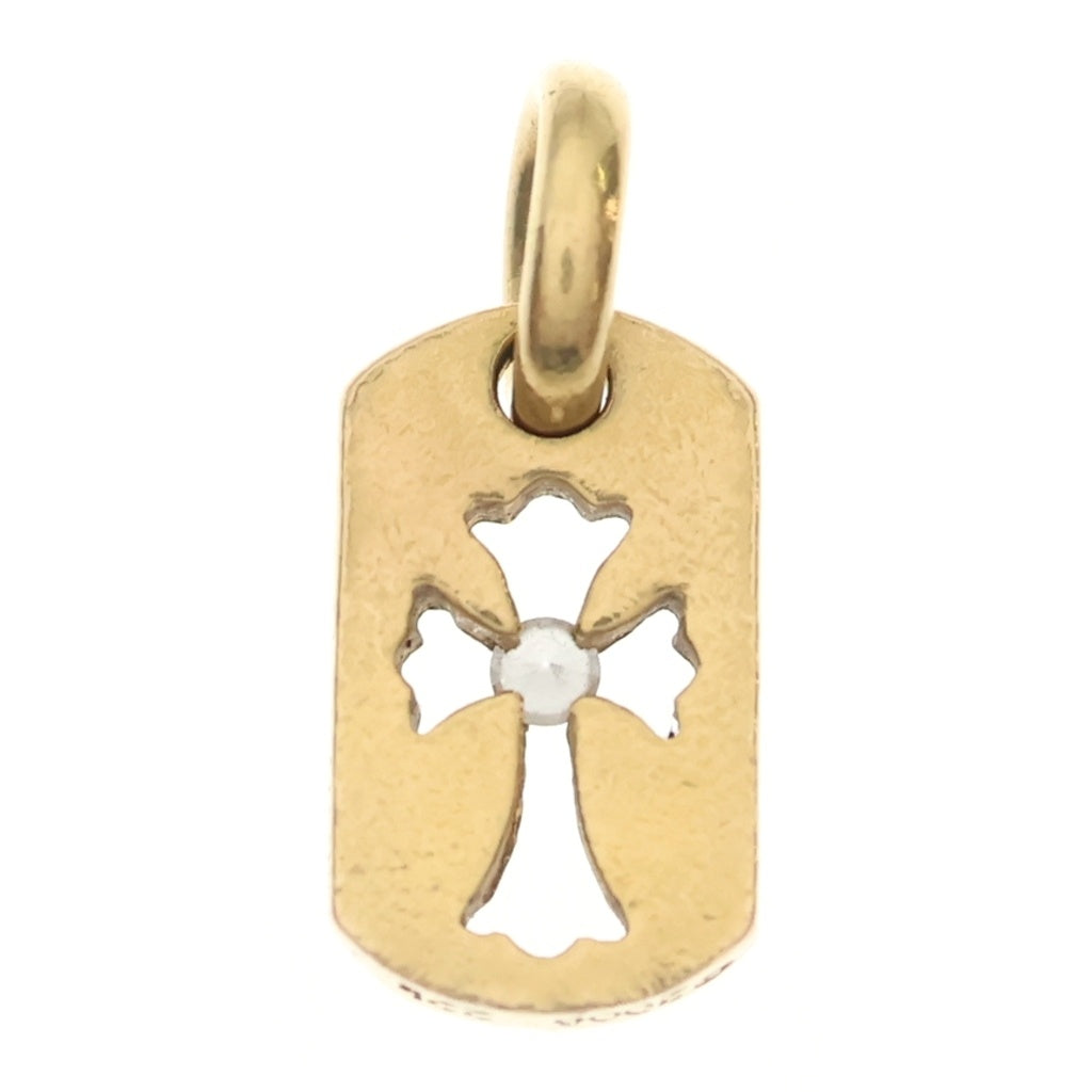 CHROME HEARTS(クロムハーツ) 22K DT TNY CO CRS 1DIA タイニーカットアウトクロス ドッグタグ 1ダイヤ ペンダントトップ ゴールド BCA039