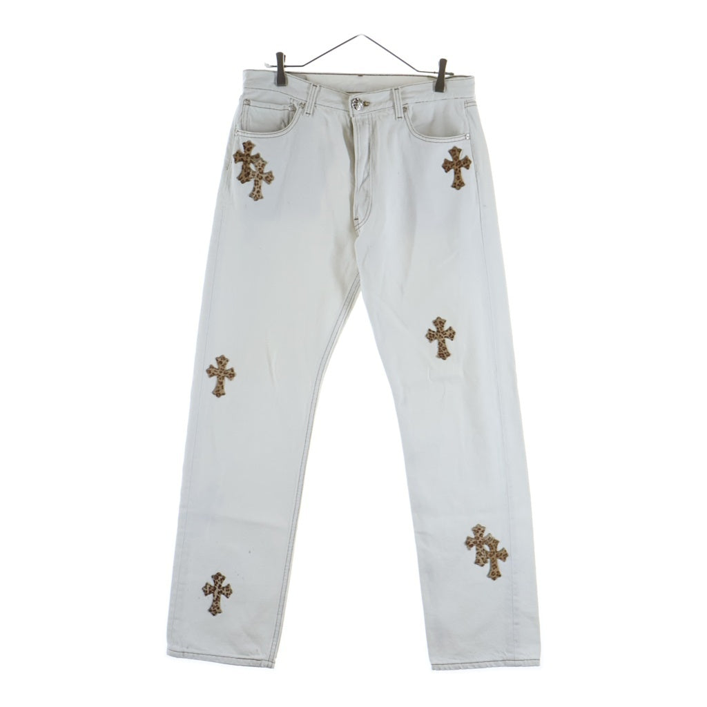 CHROME HEARTS(クロムハーツ) U VNTG JEAN WHT RED TAB クロスパッチ付きウォッシュド501デニムパンツ