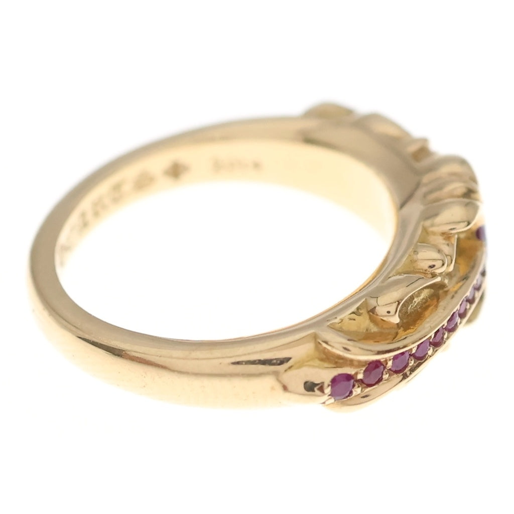 CHROME HEARTS(クロムハーツ) 22K BABYCLSC P RUB ベイビークラシックフローラルクロス PAVEルビー リング ゴールド