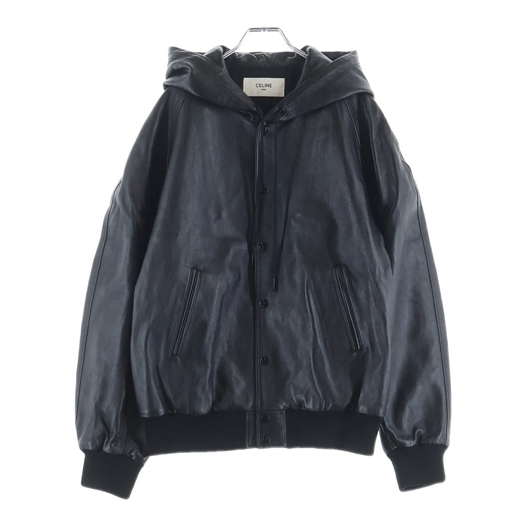 CELINE(セリーヌ) ソフトラムスキン レザー フードロゴ ジャケット ブラック 2EC25280D SAMPLE サンプル品