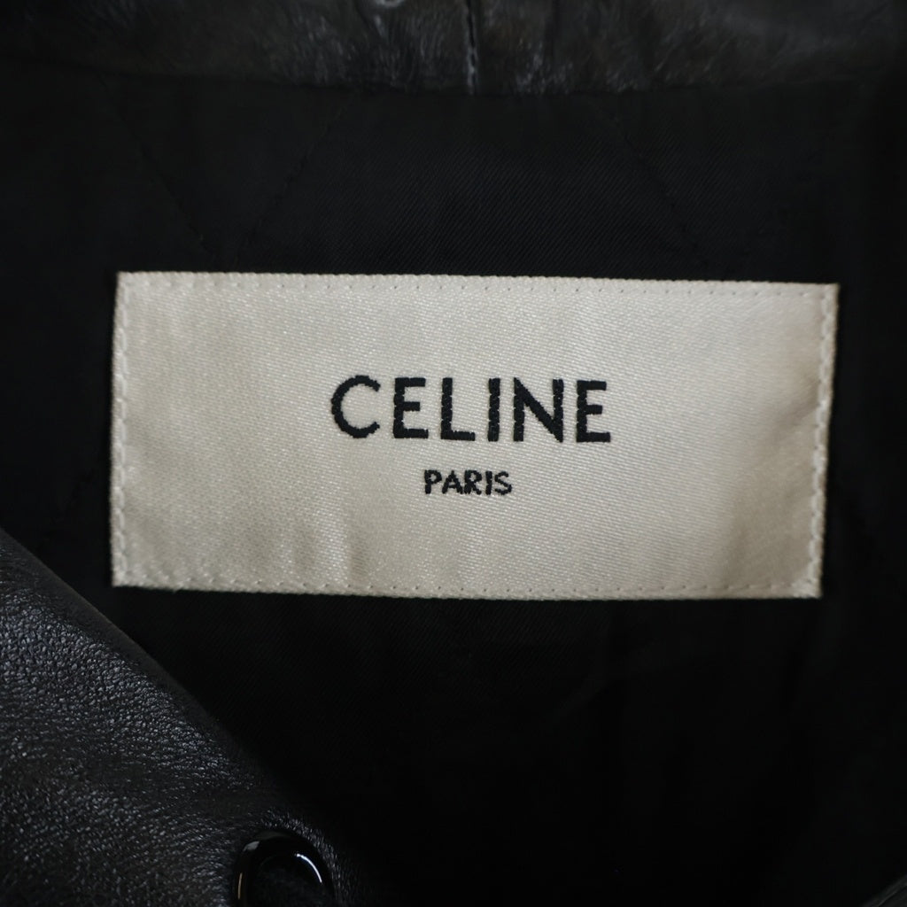CELINE(セリーヌ) ソフトラムスキン レザー フードロゴ ジャケット