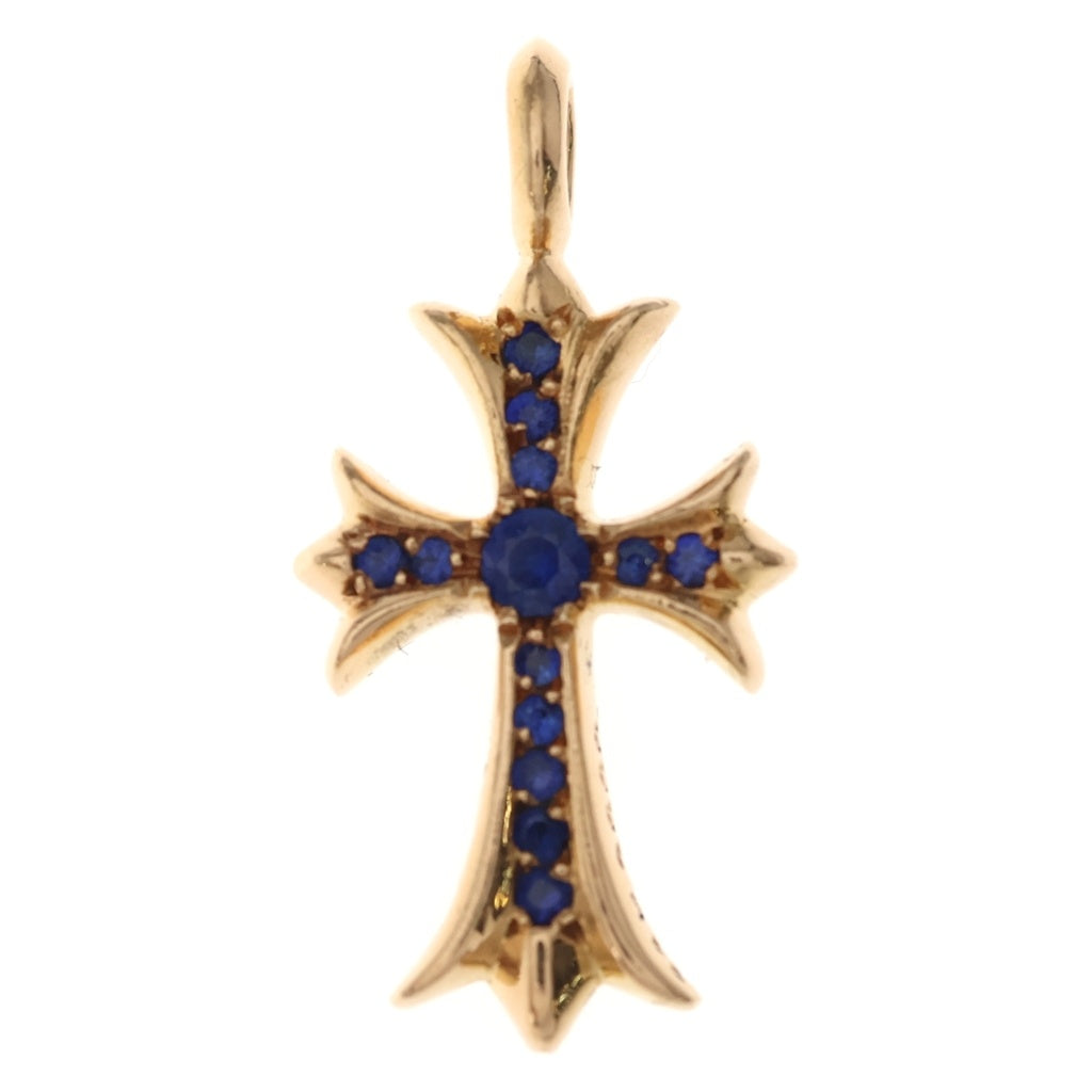 CHROME HEARTS(クロムハーツ) 22K TNY CRSF P SAP タイニーファットクロス PAVEサファイア ゴールドネックレストップ