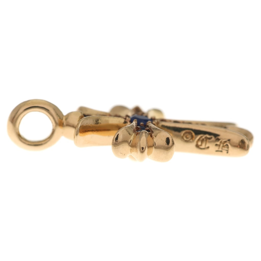 CHROME HEARTS(クロムハーツ) 22K TNY CRSF P SAP タイニーファットクロス PAVEサファイア ゴールドネックレストップ