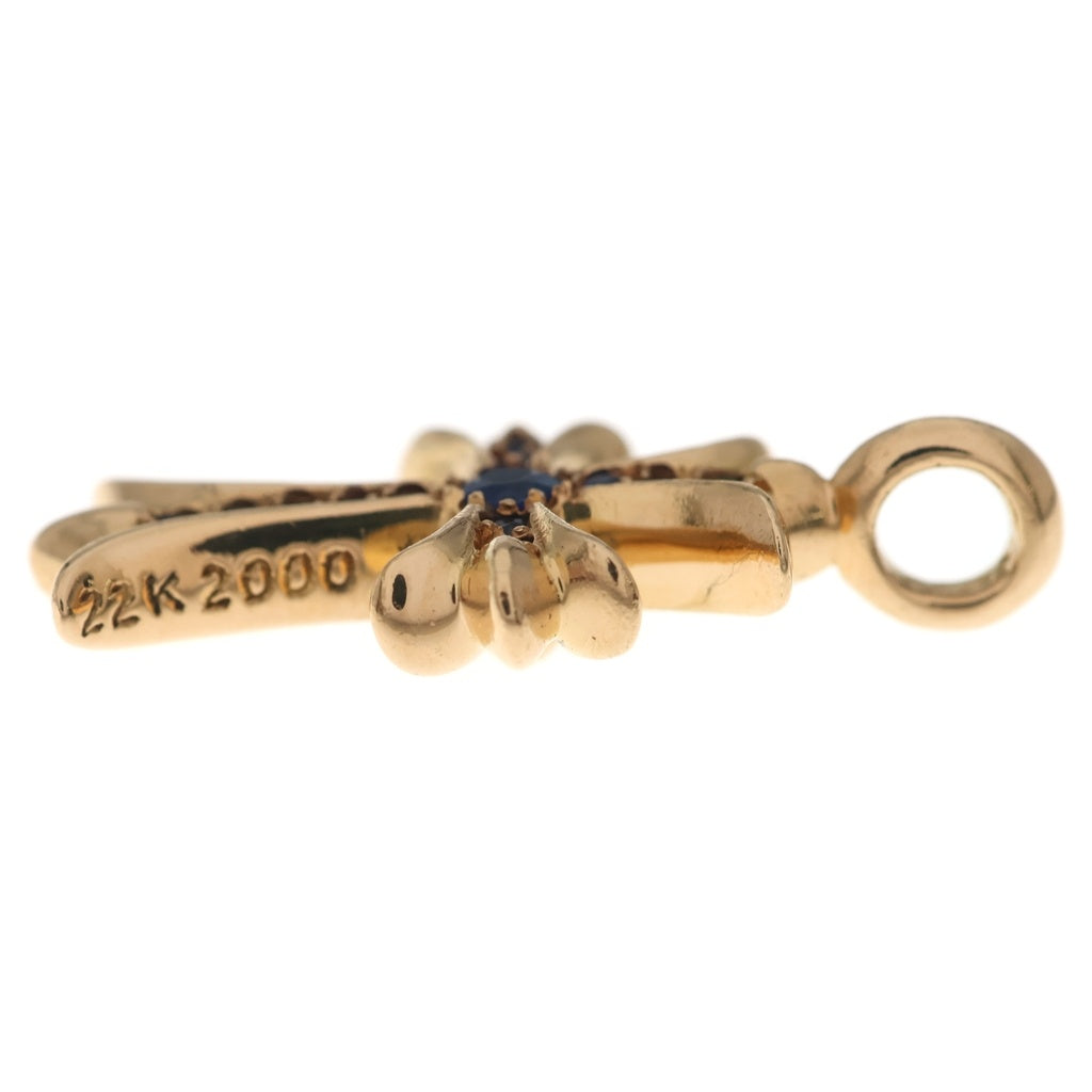CHROME HEARTS(クロムハーツ) 22K TNY CRSF P SAP タイニーファットクロス PAVEサファイア ゴールドネックレストップ
