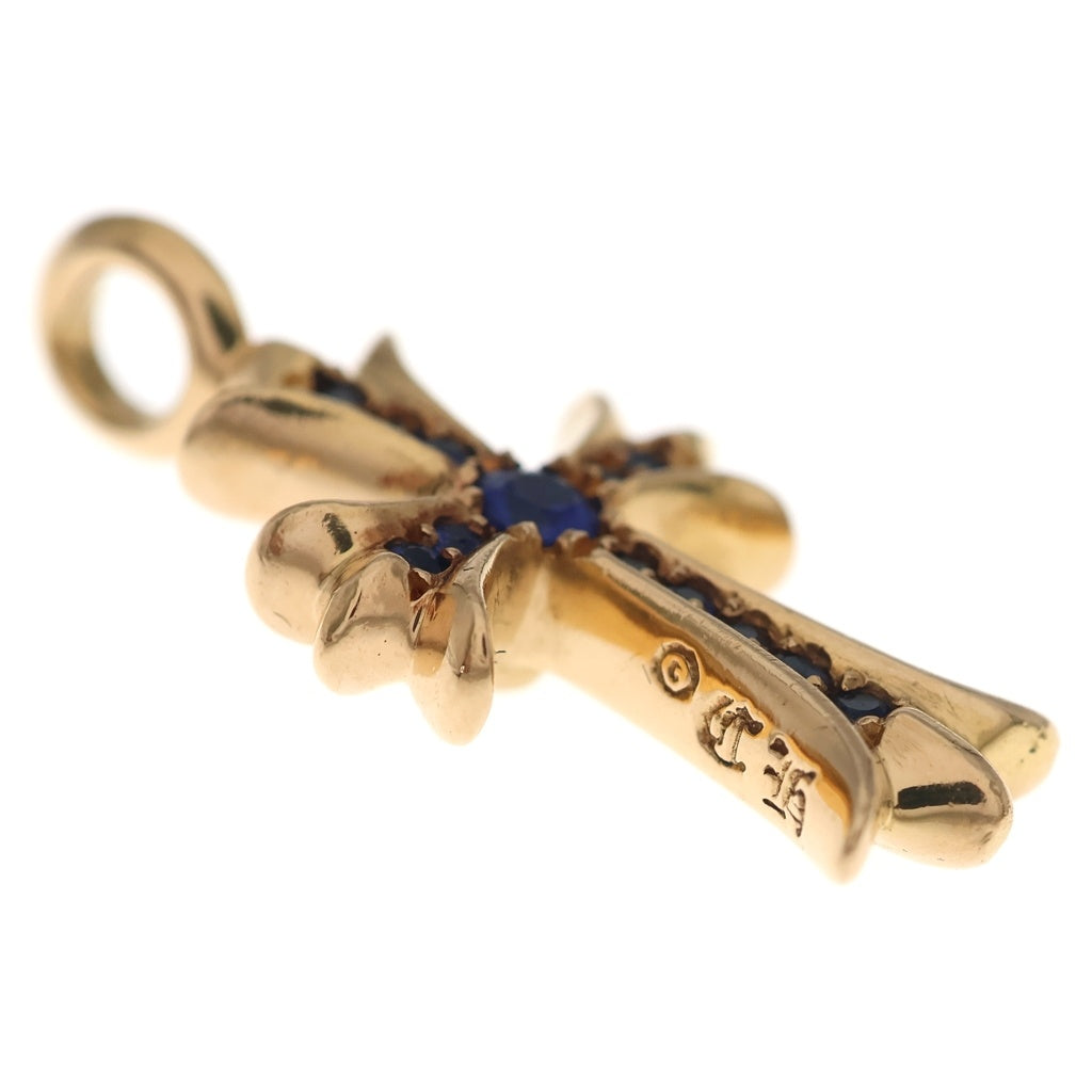 CHROME HEARTS(クロムハーツ) 22K TNY CRSF P SAP タイニーファットクロス PAVEサファイア ゴールドネックレストップ
