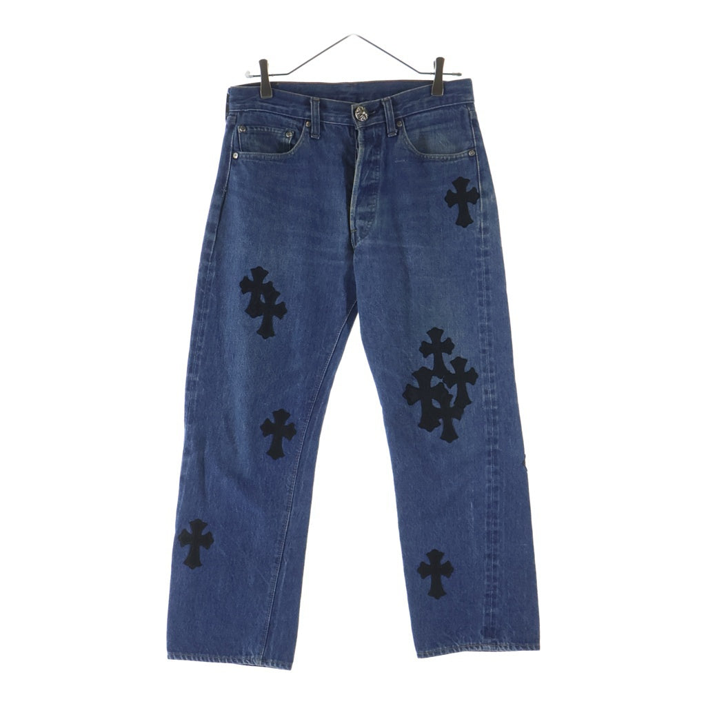 CHROME HEARTS(クロムハーツ) U VNTG JEAN BLU/RED TAB 501クロスパッチ付きウォッシュドデニムパンツ