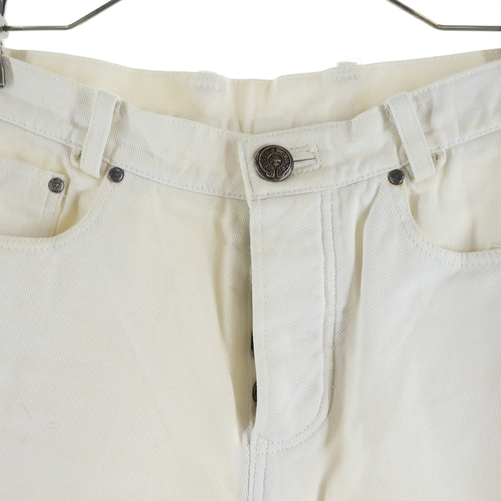CHROME HEARTS(クロムハーツ) OLD JEAN SL FLEURKNEE フレアニーデニムパンツ ホワイト