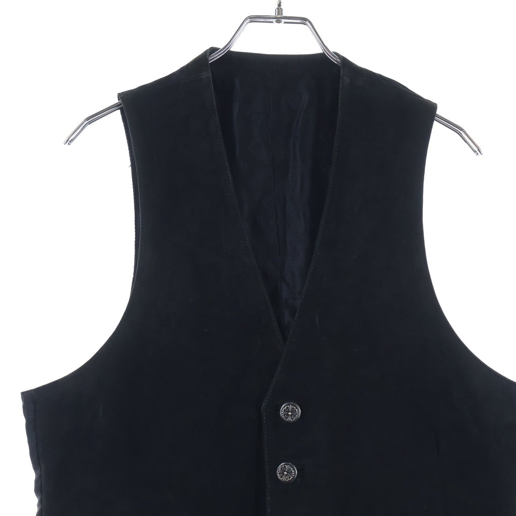 CHROME HEARTS(クロムハーツ) バックシルク切替 6Bレザースエードベスト ブラック