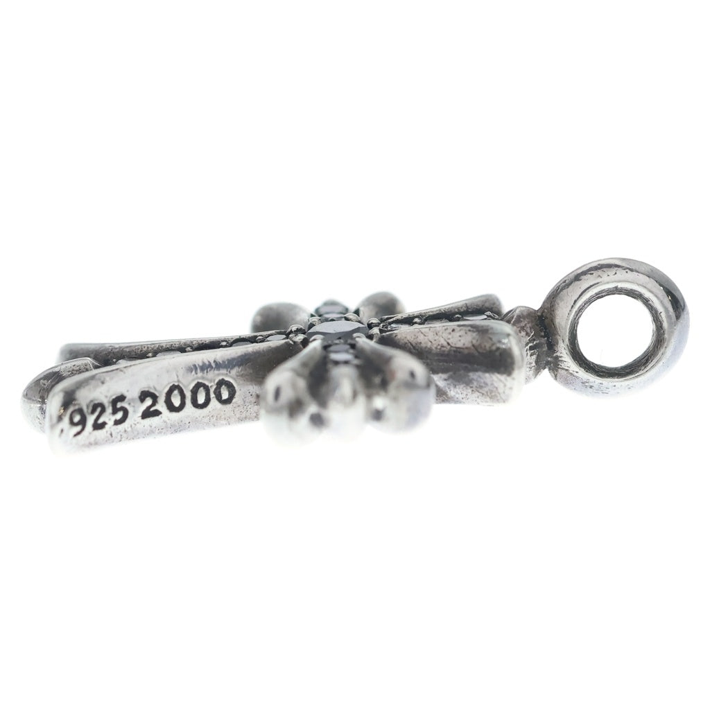 CHROME HEARTS(クロムハーツ) TNY CRSF P BLKDIA タイニーファットクロス チャーム ブラックダイヤ シルバーネックレストップ