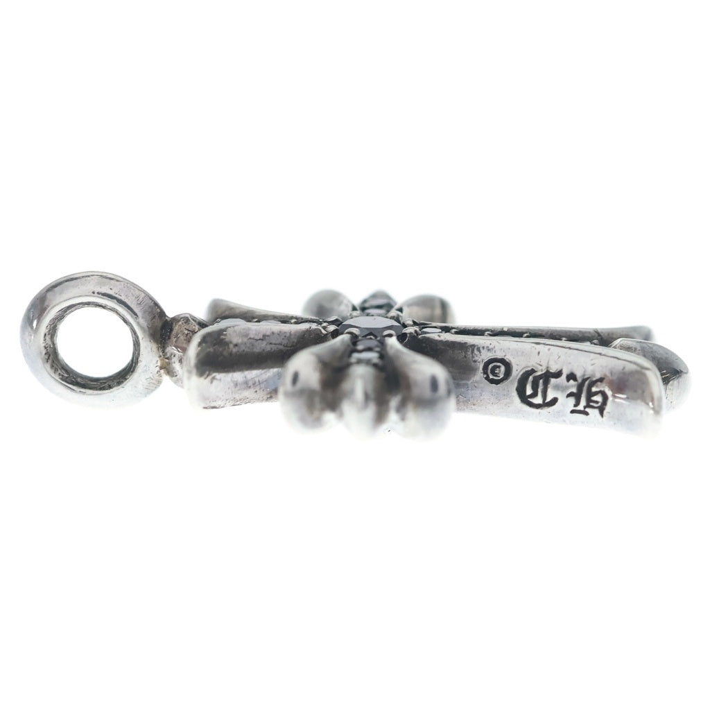 CHROME HEARTS(クロムハーツ) TNY CRSF P BLKDIA タイニーファットクロス チャーム ブラックダイヤ シルバーネックレストップ