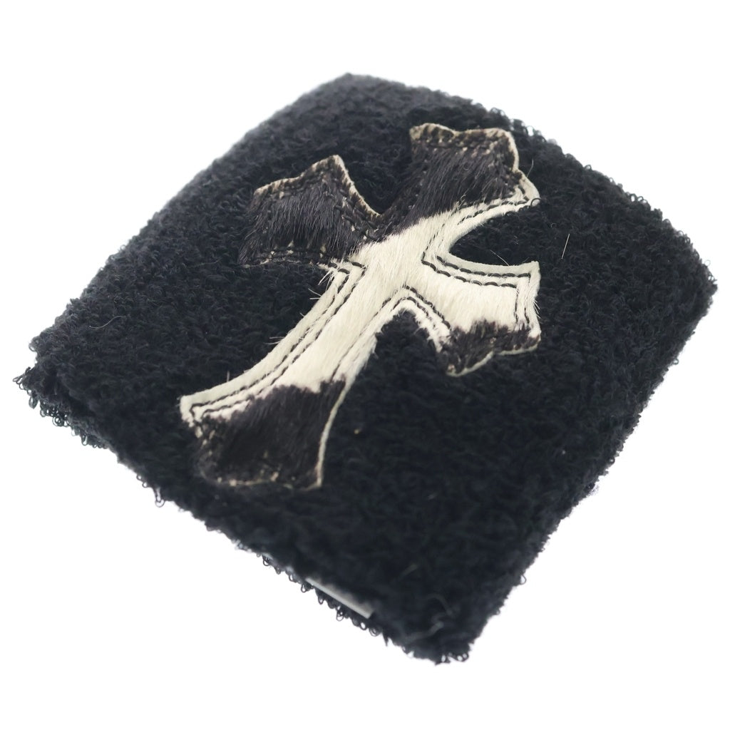 クロムハーツ CHクロスレザーパッチリストバンド(ブラック) CHROME HEARTS(クロムハーツ) SWEATBAND WRIST ハラコレザークロス