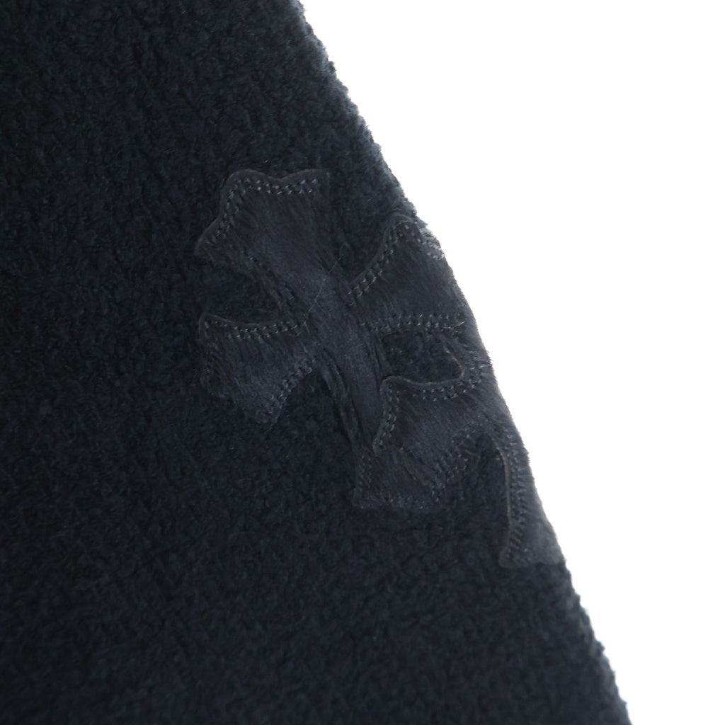CHROME HEARTS(クロムハーツ) Y NOT Harako Leather Cross Patch Knit ハラコレザークロスパッチ ハイネックニットセーター