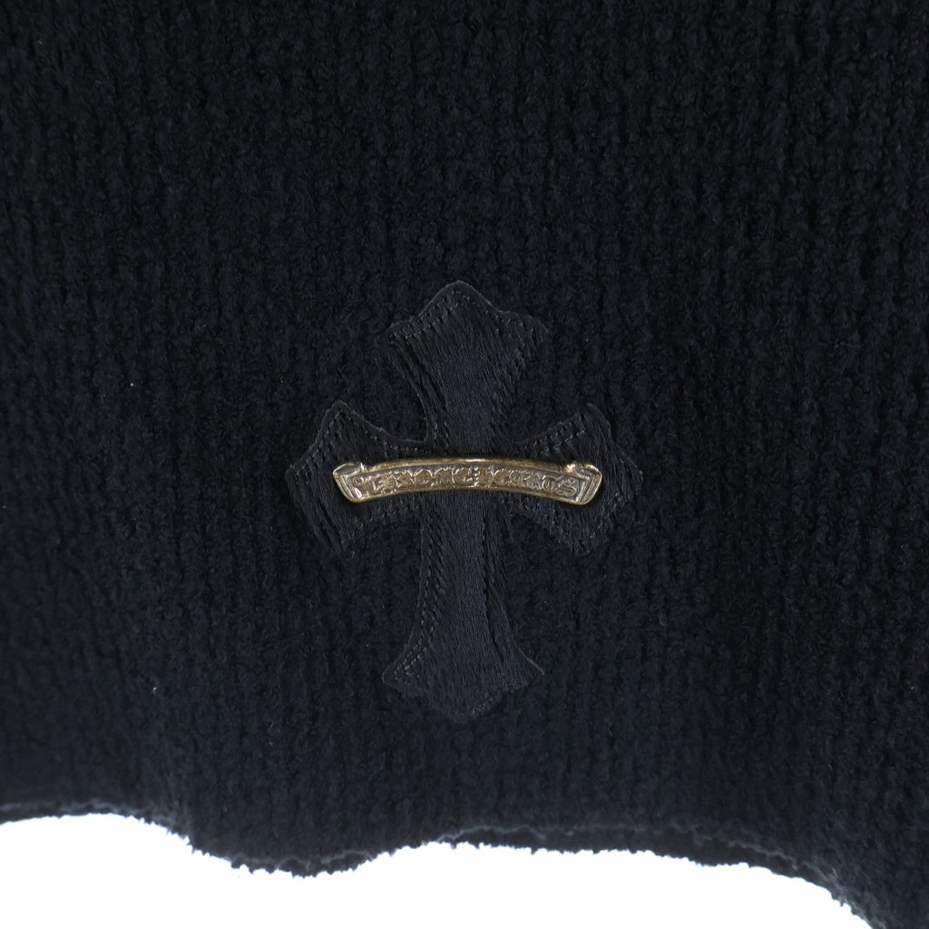 CHROME HEARTS(クロムハーツ) Y NOT Harako Leather Cross Patch Knit ハラコレザークロスパッチ ハイネックニットセーター