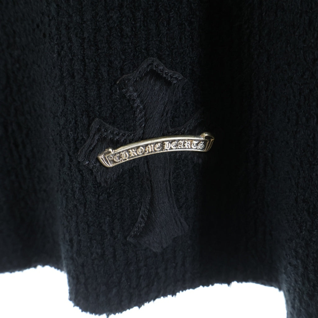 CHROME HEARTS(クロムハーツ) Y NOT Harako Leather Cross Patch Knit ハラコレザークロスパッチ ハイネックニットセーター