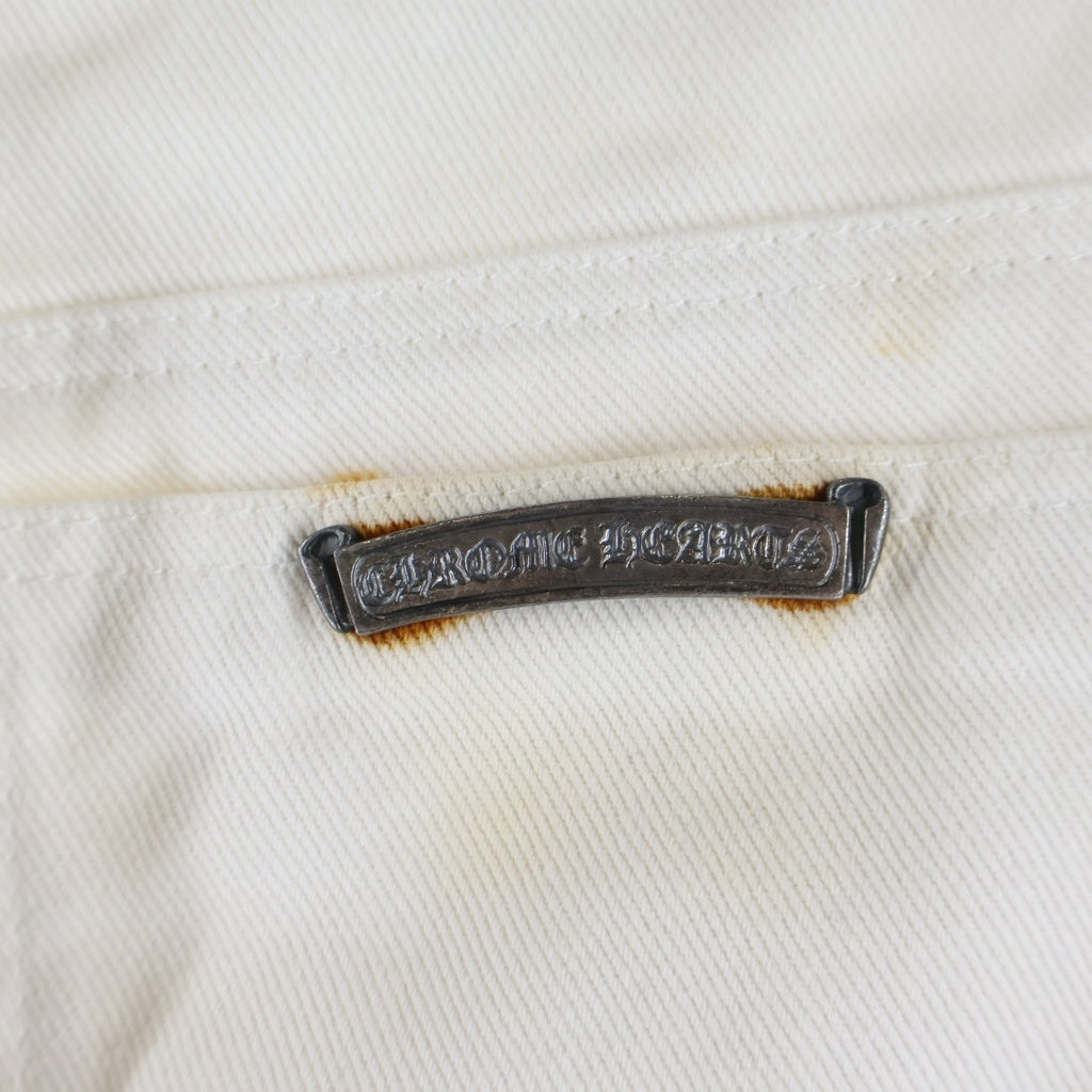 CHROME HEARTS(クロムハーツ) OLD JEAN SL FLEURKNEE フレアニーデニムパンツ ホワイト