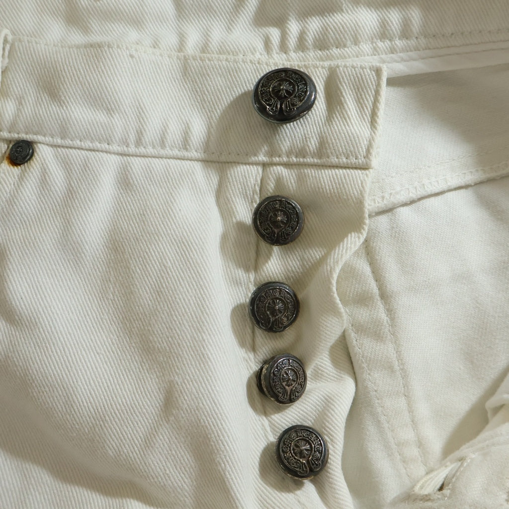 CHROME HEARTS(クロムハーツ) OLD JEAN SL FLEURKNEE フレアニーデニムパンツ ホワイト
