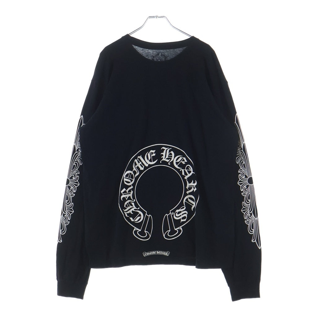 CHROME HEARTS(クロムハーツ) CH L/S T-SHIRT アームフローラル バックホースシュープリント 長袖Tシャツ ロンT ブラック