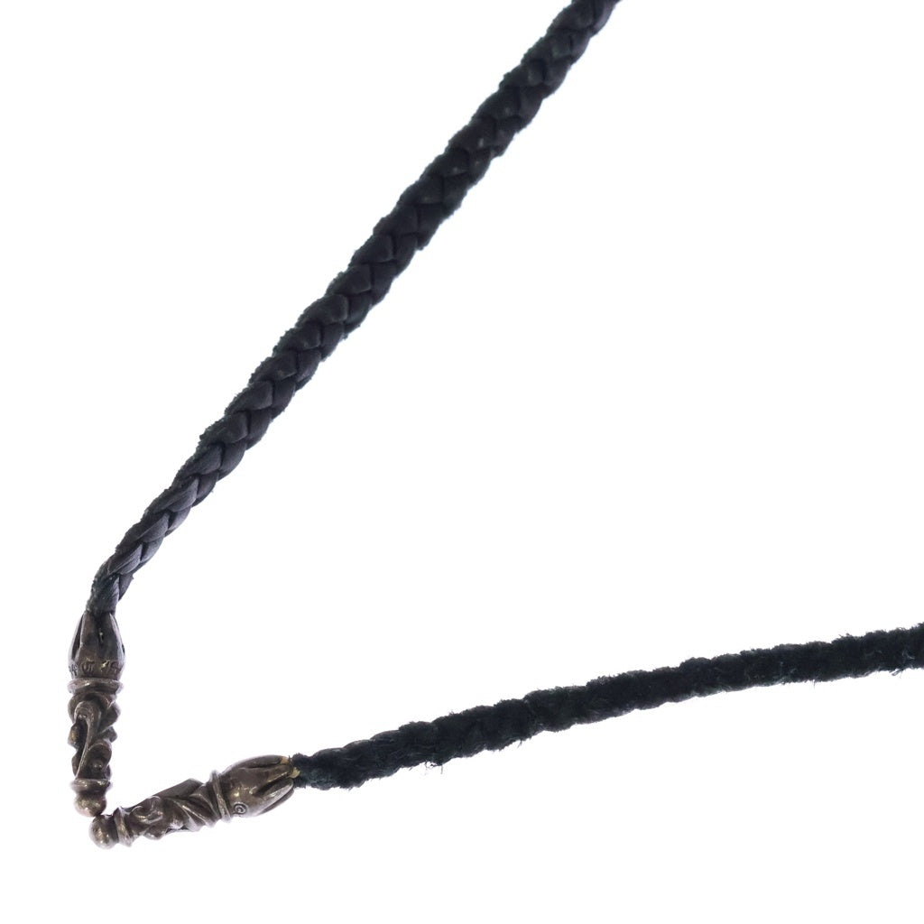 CHROME HEARTS(クロムハーツ) LEATHER BRAID SCROLL ネックレス レザーブレイドネックレス ブラック/シルバー BCA377