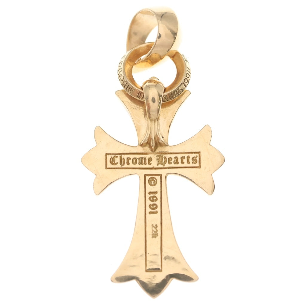 CHROME HEARTS(クロムハーツ) 22K CH CRS SML W BALE P D スモールCHクロス Wベイル PAVEダイヤ ペンダントトップ ゴールド