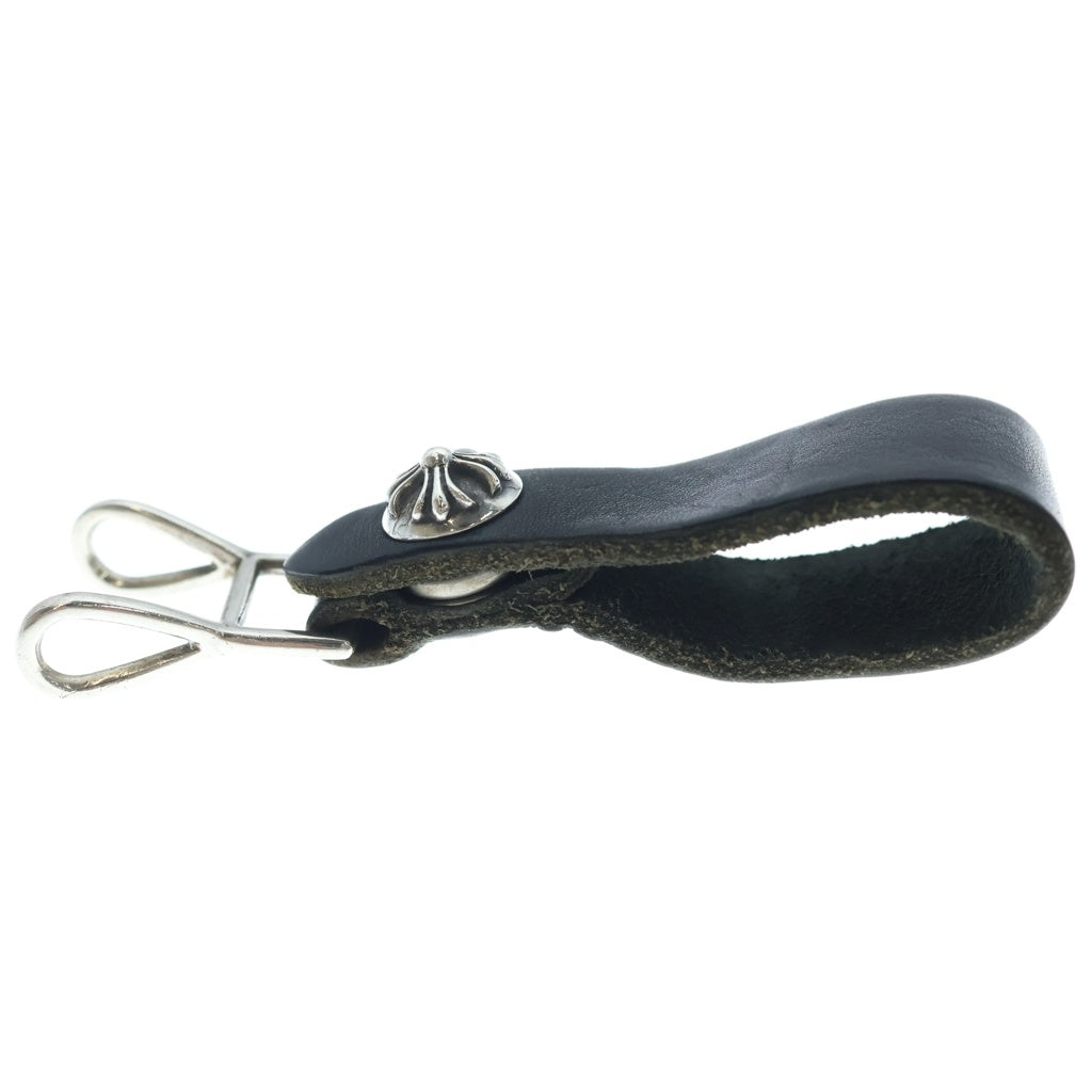 CHROME HEARTS(クロムハーツ) BELT LOOP クロスボールボタンレザーベルトループ シルバー/ブラック BCA397
