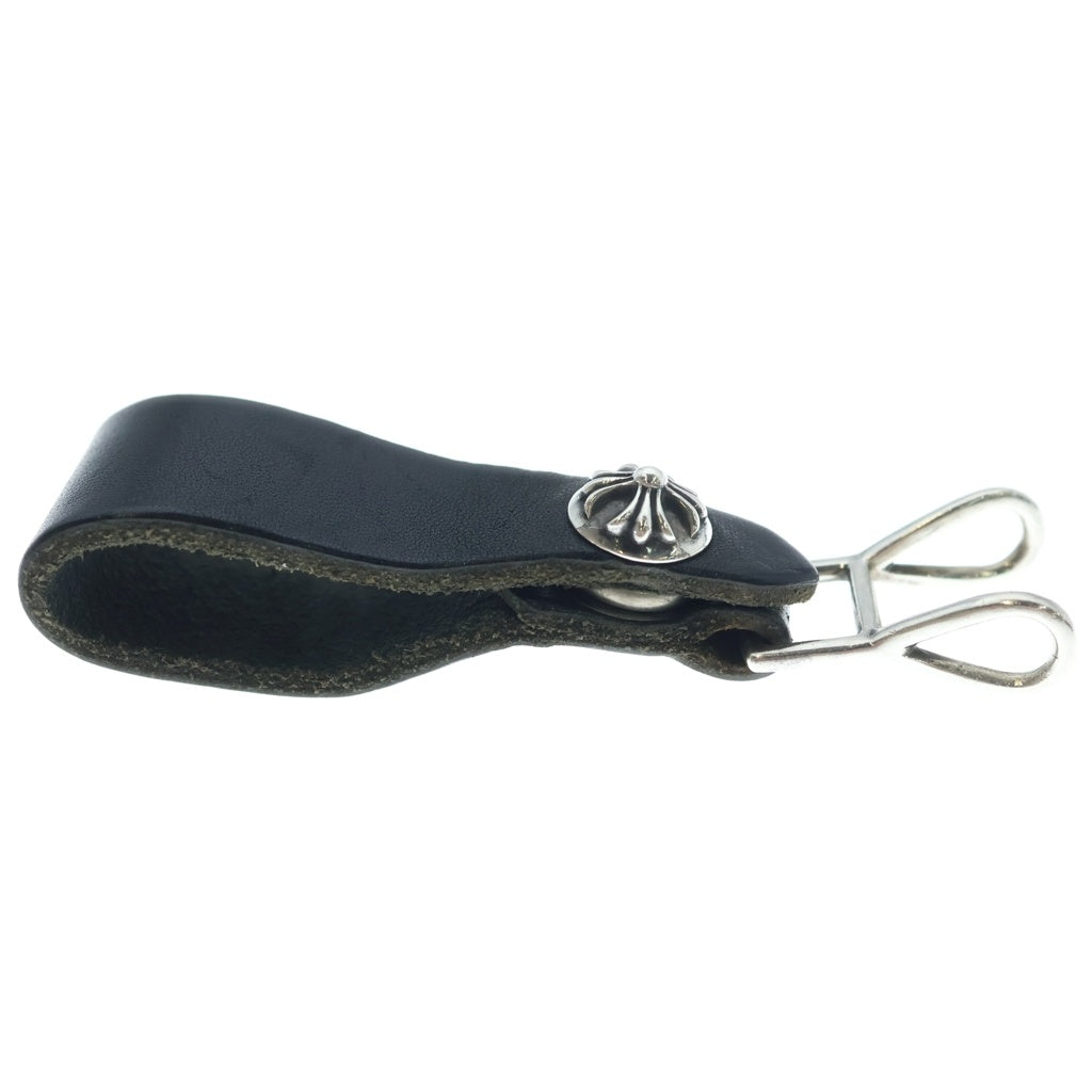 CHROME HEARTS(クロムハーツ) BELT LOOP クロスボールボタンレザーベルトループ シルバー/ブラック BCA397