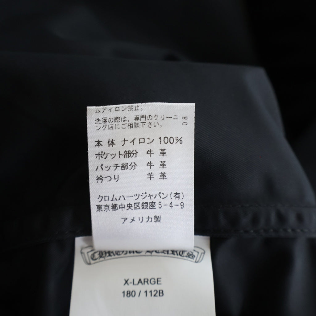 CHROME HEARTS(クロムハーツ) Y NOT ワイノット カーペンター レザーポケット クロスパッチ ナイロン ダガージップ 半袖シャツジャケット ブラック