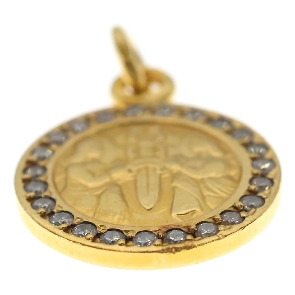 CHROME HEARTS(クロムハーツ) 22K CHRM ANGL MDL P D エンジェルメダルチャーム PAVEダイヤ ゴールドネックレストップ