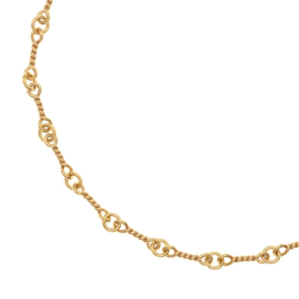 CHROME HEARTS(クロムハーツ) 22K NECKCHAIN T18 ツイストチェーンネックレス 18inch ゴールドBCA014