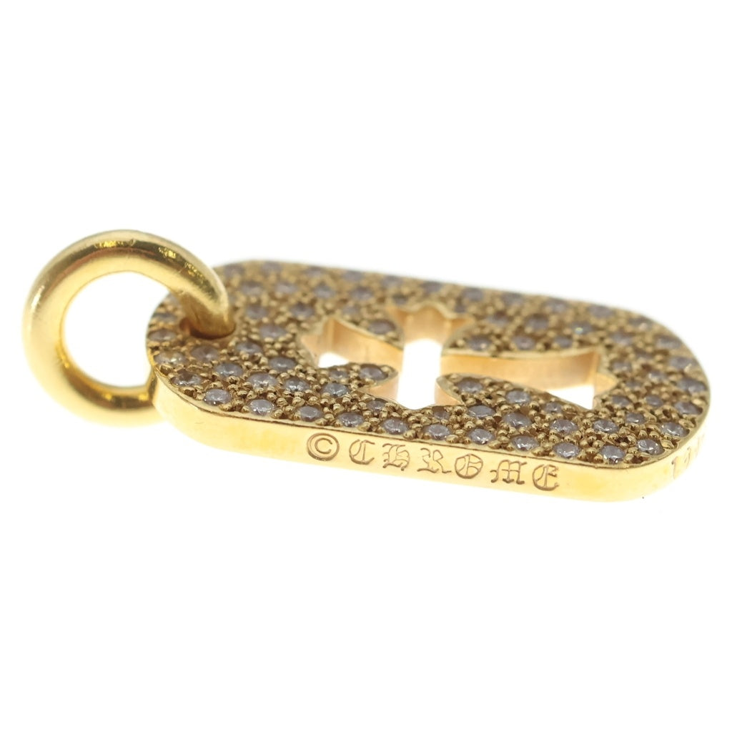 CHROME HEARTS(クロムハーツ) 22K SMALL DOGTAG P D スモールドッグタグ PAVEダイヤ ゴールドネックレストップ