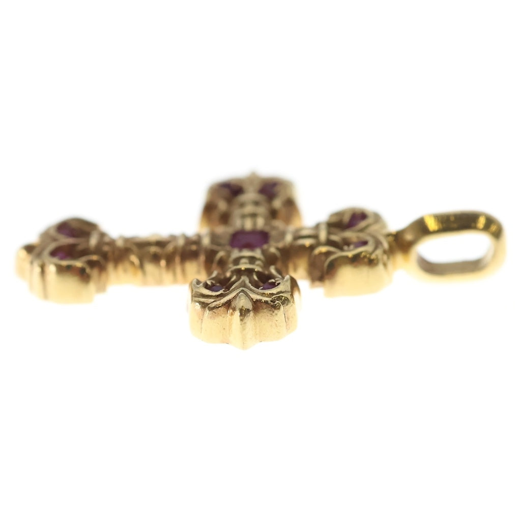 CHROME HEARTS(クロムハーツ) 22K CHARM FILIGREE TINY P SAP タイニーフィリグリー PAVEピンクサファイア ゴールドネックレストップ