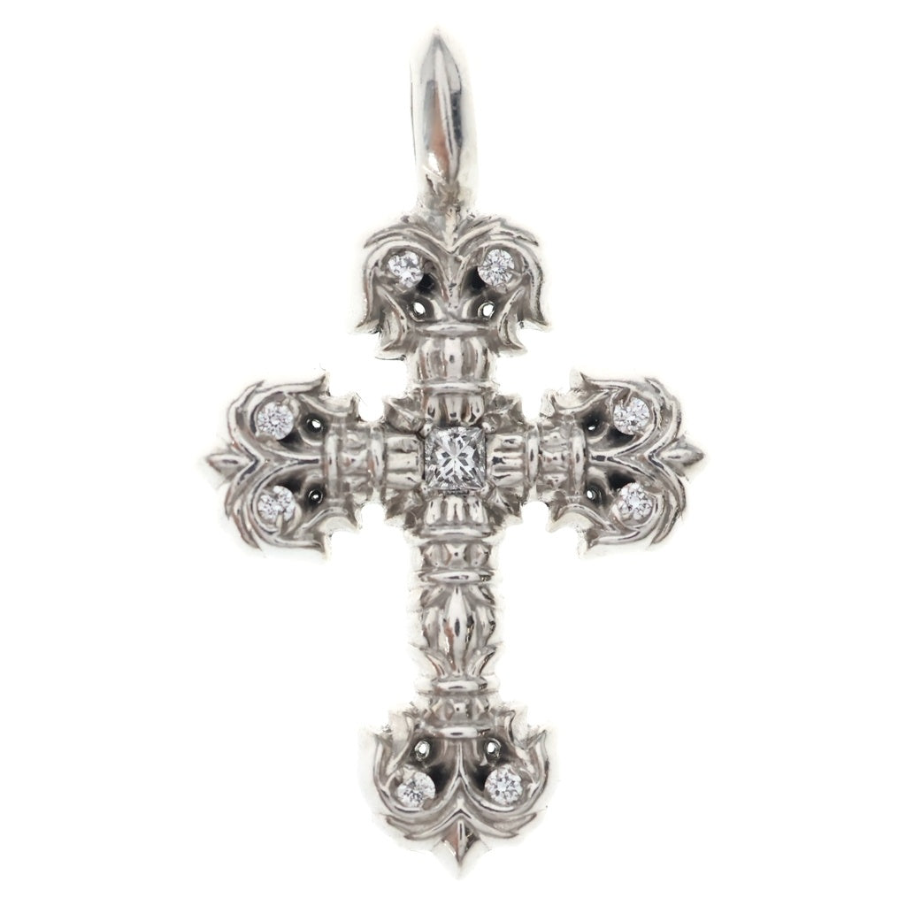 CHROME HEARTS(クロムハーツ) 18KWG CHARM FILIGREE TINY P DMND タイニーフィリグリー PAVEダイヤ シルバー ネックレストップ ホワイトゴールド