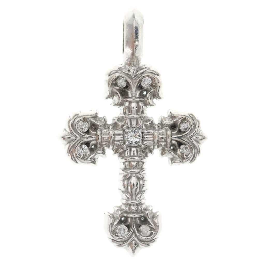 CHROME HEARTS(クロムハーツ) 18KWG CHARM FILIGREE TINY P DMND タイニーフィリグリー PAVEダイヤ シルバー ネックレストップ ホワイトゴールド