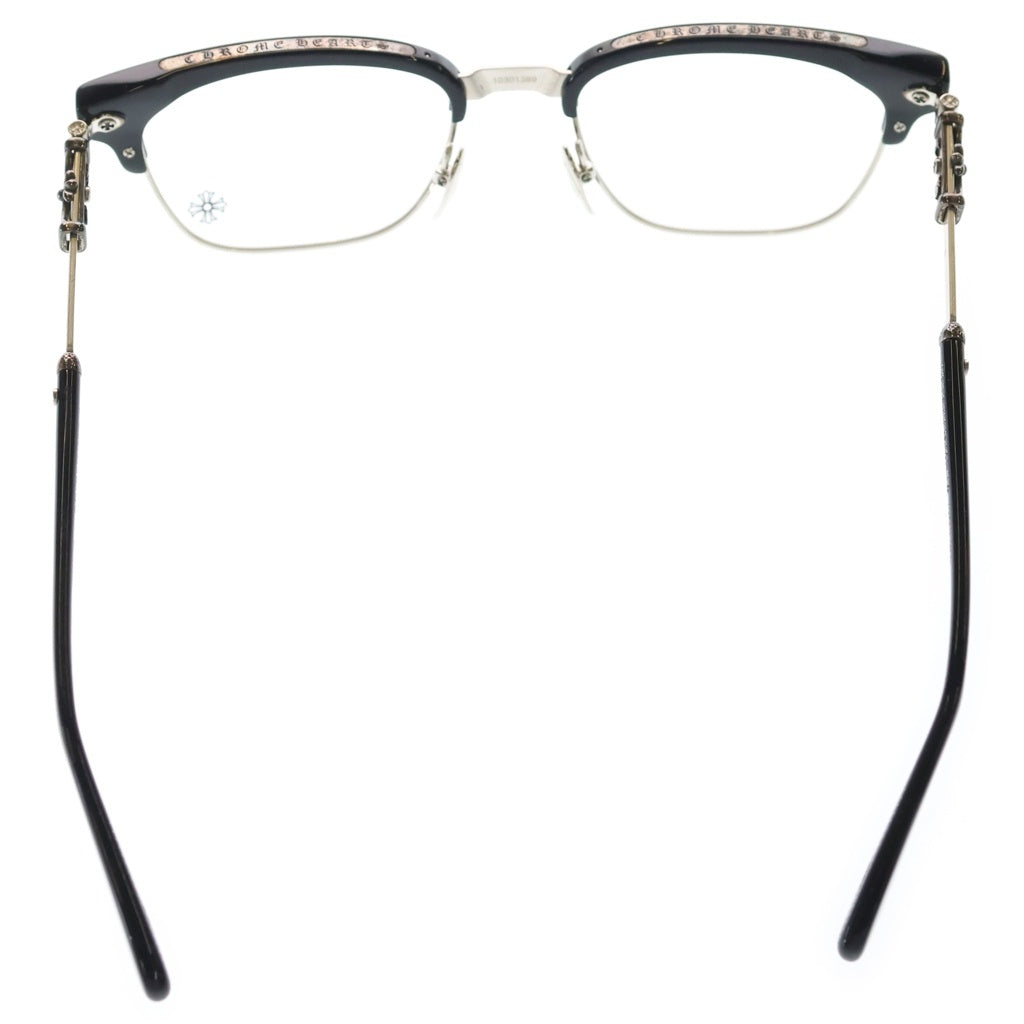 CHROME HEARTS(クロムハーツ) BONENNOISSEUR II テンプルCHクロス ハーフリム アイウェア 眼鏡 メガネ ブラック/シルバー