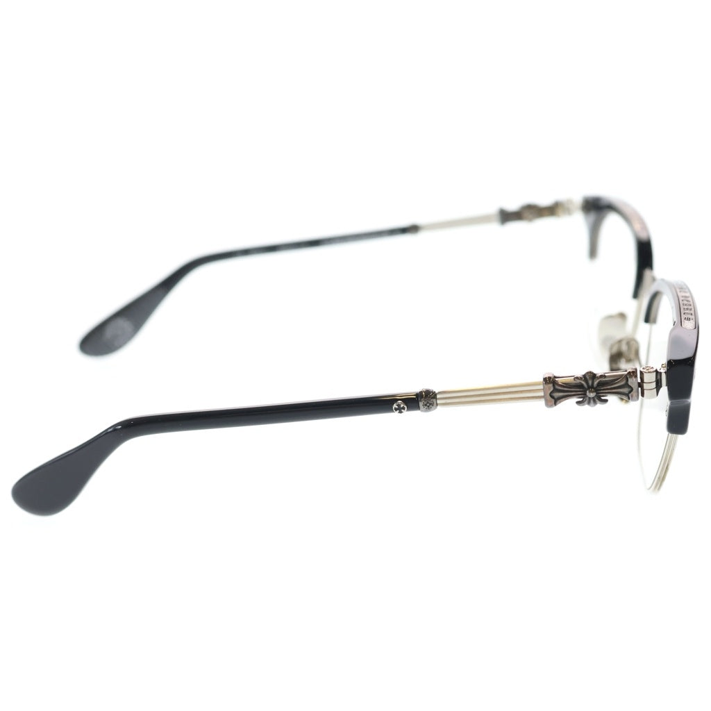 CHROME HEARTS(クロムハーツ) BONENNOISSEUR II テンプルCHクロス ハーフリム アイウェア 眼鏡 メガネ ブラック/シルバー