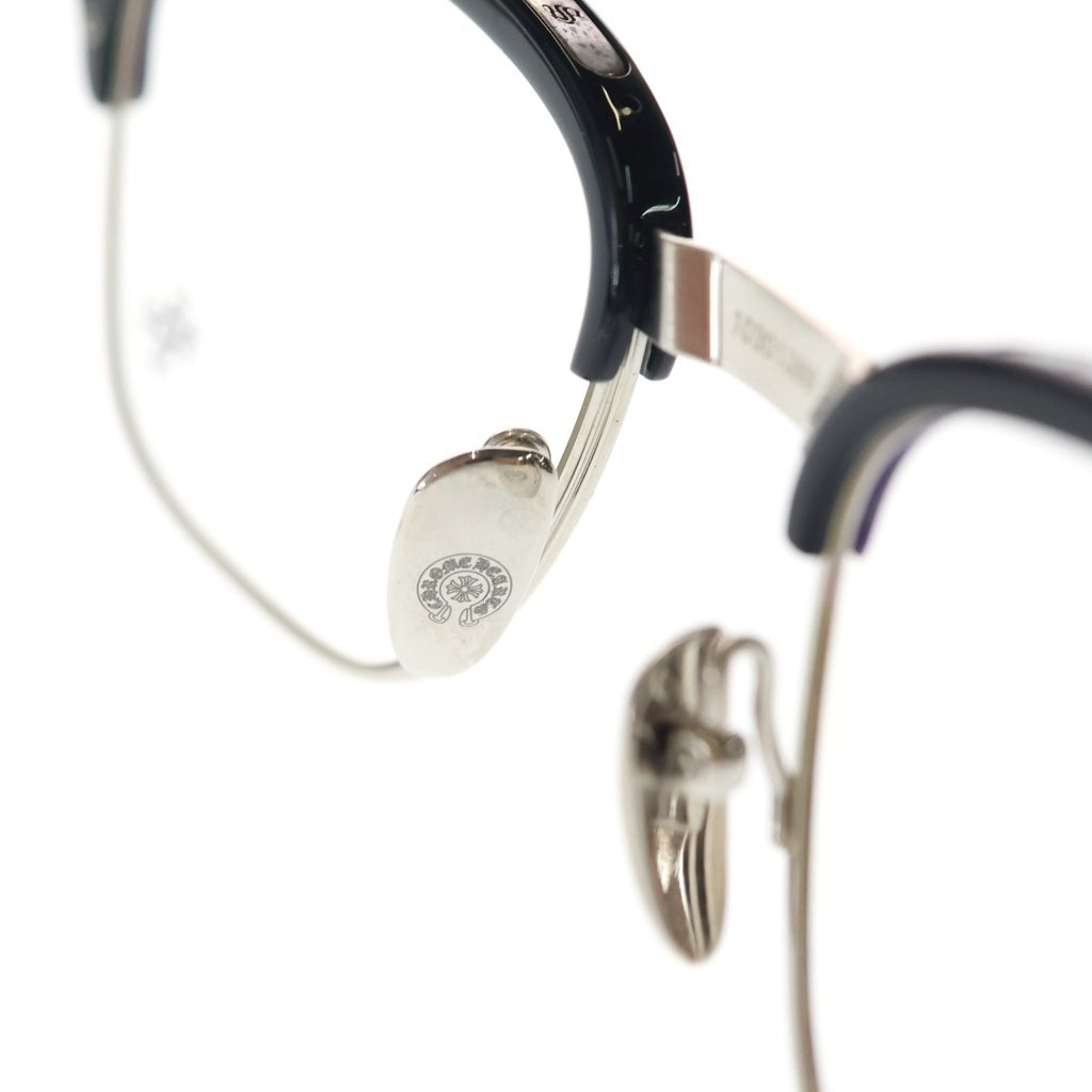 CHROME HEARTS(クロムハーツ) BONENNOISSEUR II テンプルCHクロス ハーフリム アイウェア 眼鏡 メガネ ブラック/シルバー