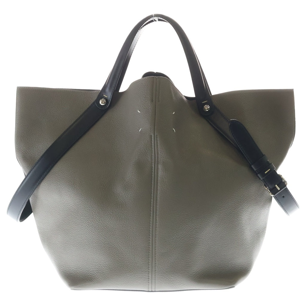 Maison Margiela(メゾンマルジェラ) ドレサージュ ラージ レザー 2WAY ハンドバッグ ショルダーバッグ グラファイトカーキ レディース