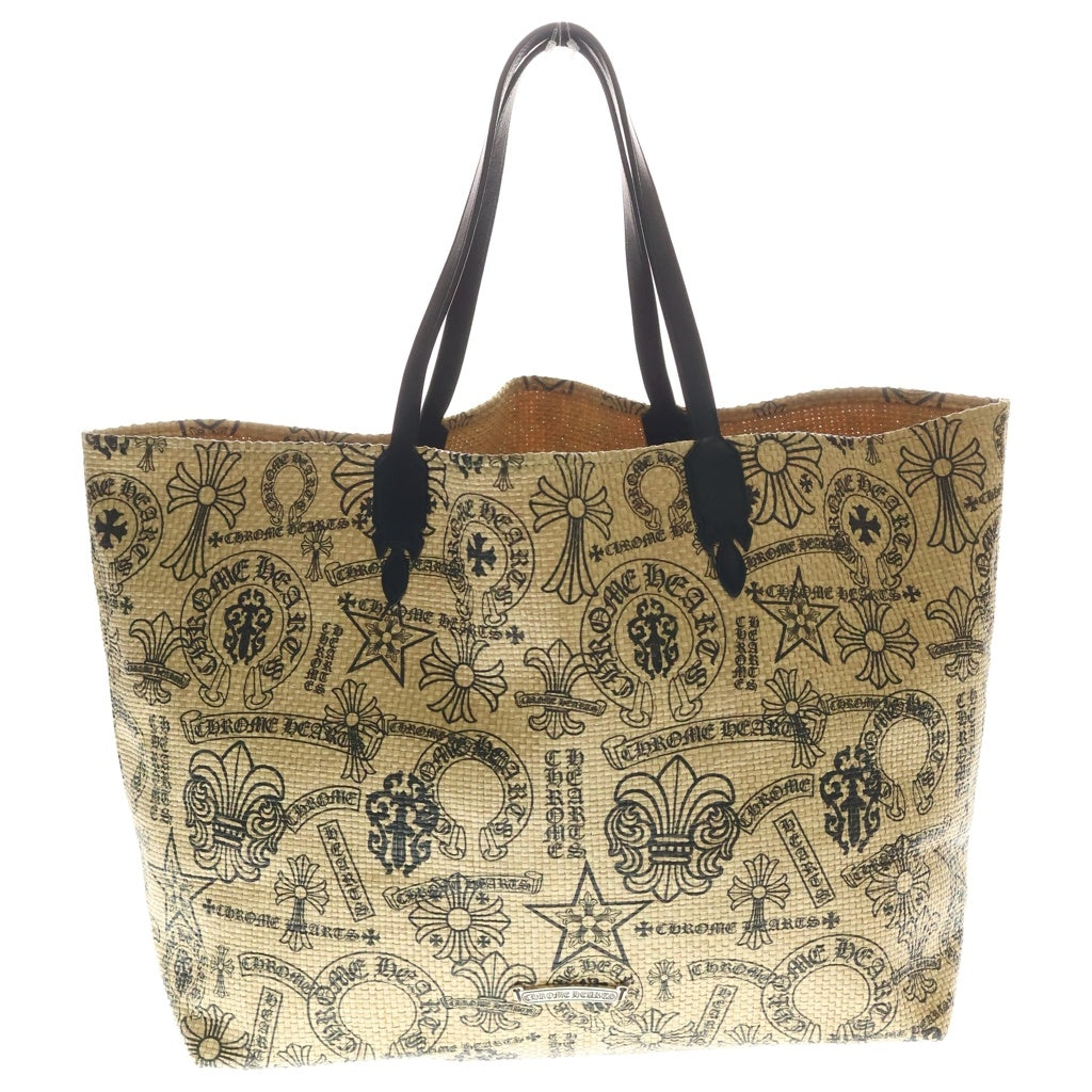 CHROME HEARTS(クロムハーツ) LARGE BEACHES BAG レザー切替ビーチトートバッグ ラージ ブラウン レディース
