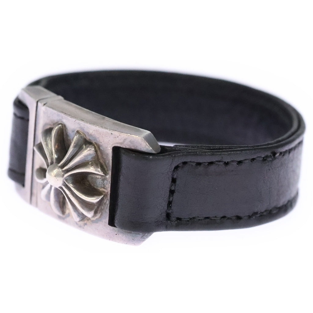CHROME HEARTS(クロムハーツ) HARNESS CROSS BOX ハーネス クロスボックス レザーブレスレット シルバー/ブラック -