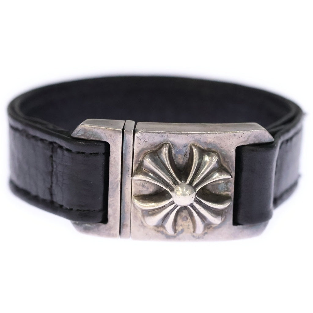 CHROME HEARTS(クロムハーツ) HARNESS CROSS BOX ハーネス クロスボックス レザーブレスレット シルバー/ブラック -